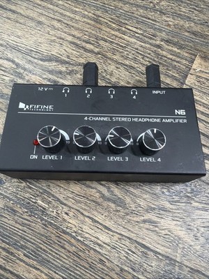 FIFINE N6 4 Channel Stereo Headphone Amplifier 12V DC W/ 12v Power Adapter