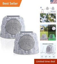 Solar Rock Speakers Outdoor Water-Resistant 2-Pack Solar Powered Rock Speaker...