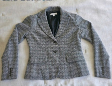 Banana Republic Gray Tweed Lined Blazer Jacket Button Front Notched Lapel 8
