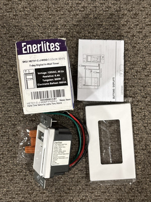 Digital Programmable 7 Day Timer Switch Lights Enerlites HET01-C-J White 6.4A