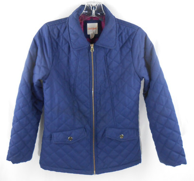 Cat & Jack Girls L Blue Quilted Pattern Full Zip Light Jacket