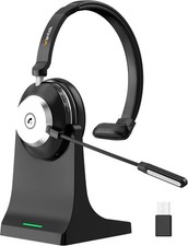 Wireless Headset with Mic for Work with AI Noise Cancelling Microphone Bluetooth