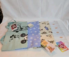 Lot of 4 Primark Multicolor Mixed Character Cotton Reusable Canvas Tote Bags