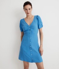 Madewell V-Neck Button-Front Mini Dress Blue Size 8 NWOT