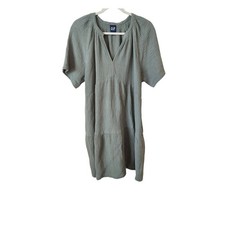 Gap Womens Green 100 Cotton Gauze V-Neck Mini Dress Beach Earthy Boho, Large