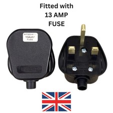 Black Mains Plug 13A UK 3 PIN 240V 13AMP Electric Power Socket Adaptor Fused UK
