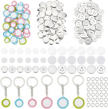 60Pcs 6 Styles Metal Button Maker Supplies Buttons Supplies Parts Metal Blank Ba