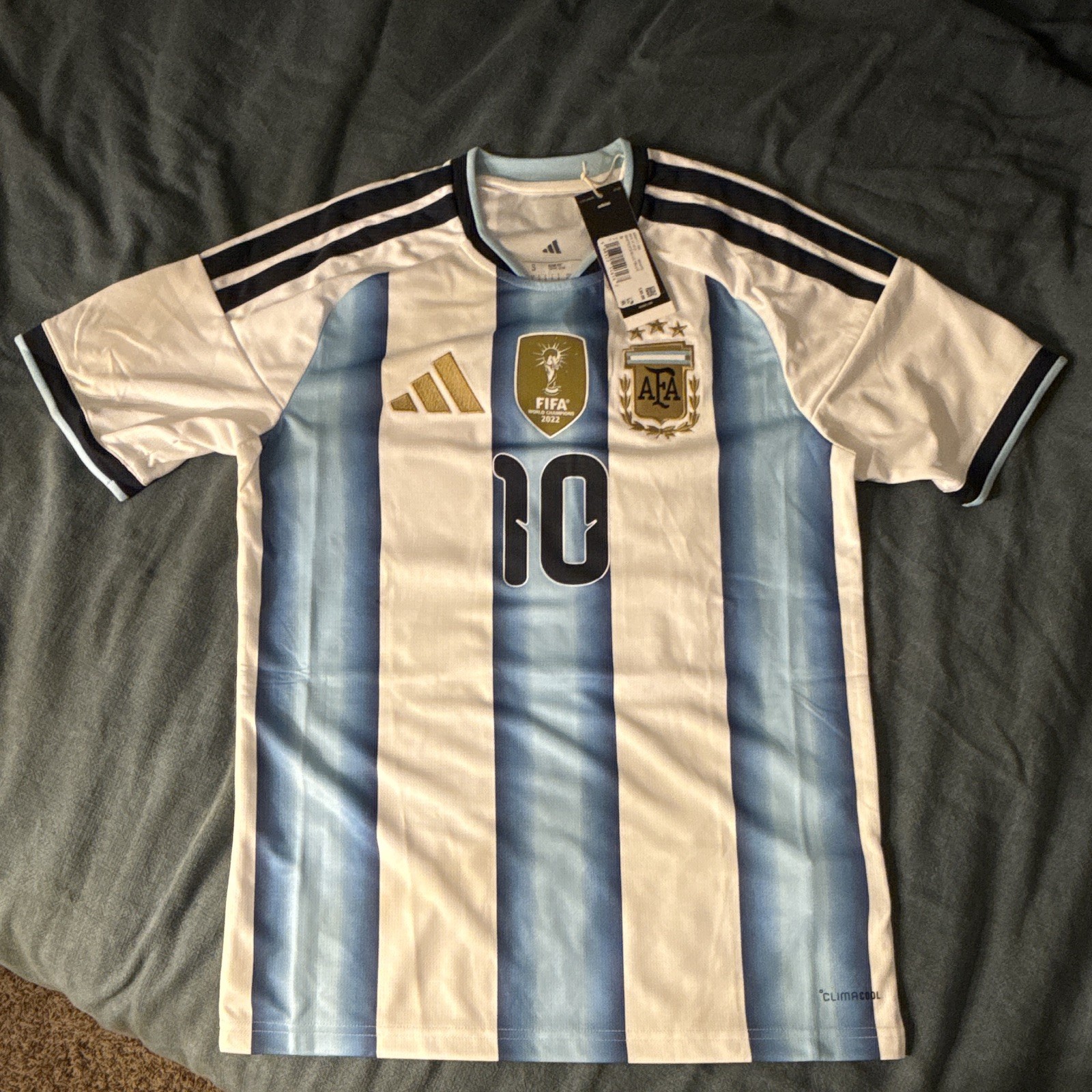 adidas Argentina Lionel Messi #10 Soccer Jersey Men's S White/Light Blue
