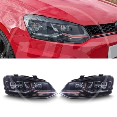 UK STYLING LED DRL HEADLIGHTS RED UPGRADE FOR VW VOLKSWAGEN POLO MK5 GTI FACELIFT 6C 15-18