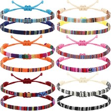 12 Pcs Boho Surfer Ankle Bracelet Unisex Handmade Braided Bracelet Adjustable...