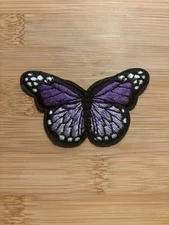 Purple Butterfly Embroidered Iron On Patch Great on Jackets & Hats Free Shipping