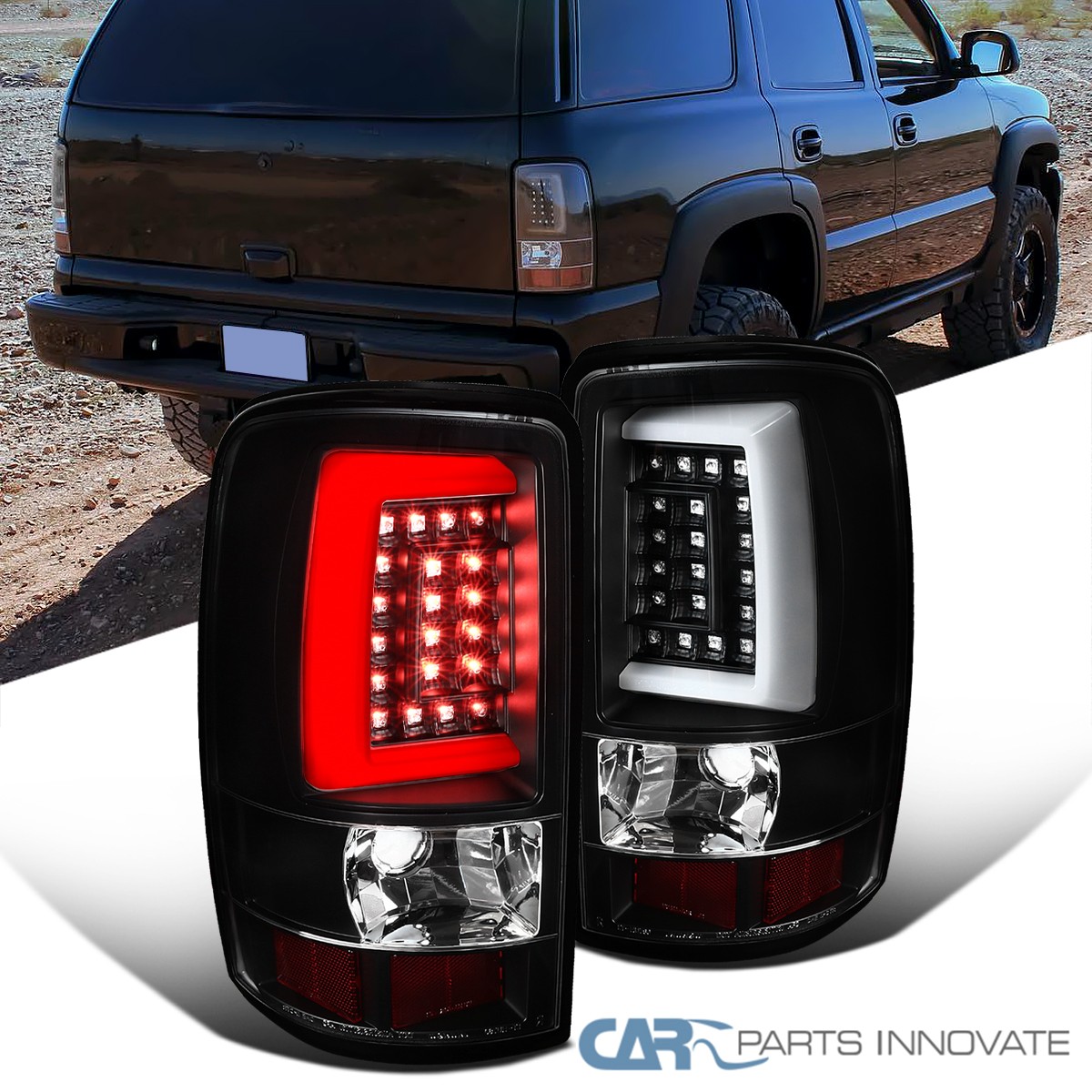 Fits 2000-2006 Chevy Suburban Tahoe Yukon Black LED Tube Tail