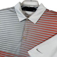 Nike Golf Tour Performance Dri-FIT Polo Shirt Striped Orange Gray Mens Large
