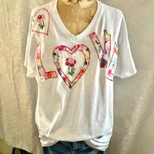 Heart T Shirt Upcycled BOHO Applique Heart T Shirt Upcycled BOHO Applique