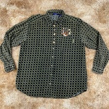 Vintage Disney Size M Winnie the Pooh Tigger Corduroy Button Up Shirt Green