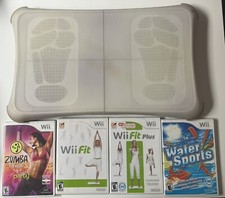 Nintendo Wii Fit Balance Board Bundle + Wii Fit Plus Zumba Water Sports Game Lot