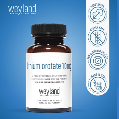 Lithium Orotate 10mg, 60 Vegetarian Capsules