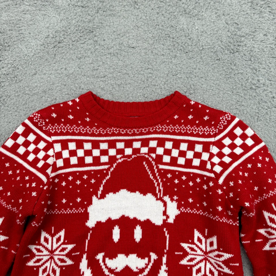 Suéter Holiday Time Niñas L 10/12 Rojo Sonrisa Cara Santa Nórdico Navidad Informal Foto 3 de 4