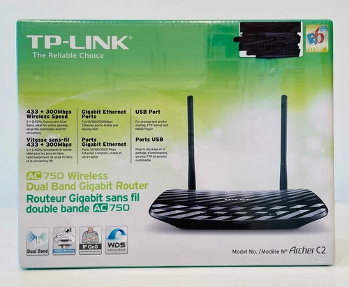 TP-Link Archer C2 AC750 Wireless Dual-Band Gigabit Router Factory Sealed