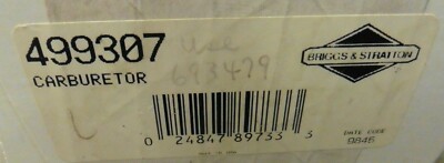 1 New Old Stock Genuine Briggs & Stratton 499307 Carburetor