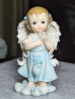 Precious Vintage Resin Little Angel Figurine Handpainted 5