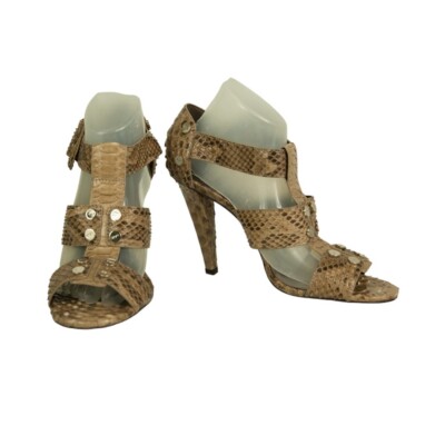 Roger Vivier Snakeskin Open toe Wide Straps Buckle pumps heels