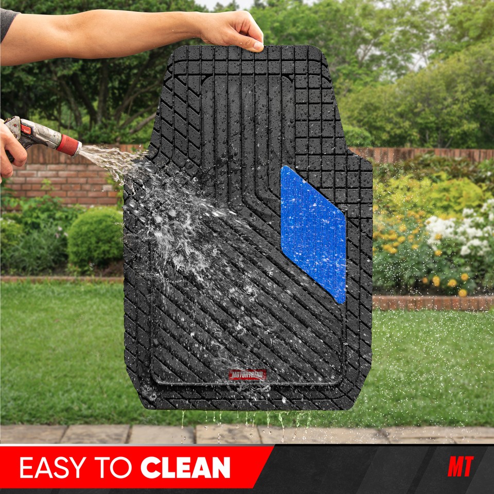 MetallicGuard Car Floor Mats Full Set with Blue Metallic Heel Pad eBay