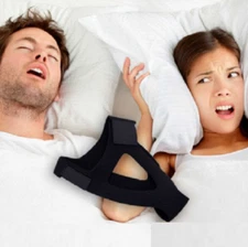 Black Snore Stop Belt Anti Snoring Cpap Chin Strap Sleep Apnea Jaw Solution USA