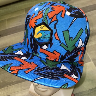 Hawaiian Surfing Hat Cha Vibes Snapback Tropical Aloha Artsy Colorful Shaka Hand
