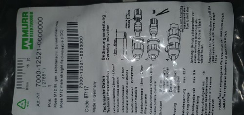 MURR (27651) 7000-12521-0000000 M12 Spina 4p NUOVO / NEW - Picture 2 of 3