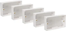 5 x Surface Mounted Back Box 25mm Wall Pattress Double 2 Gang Electrical Socket