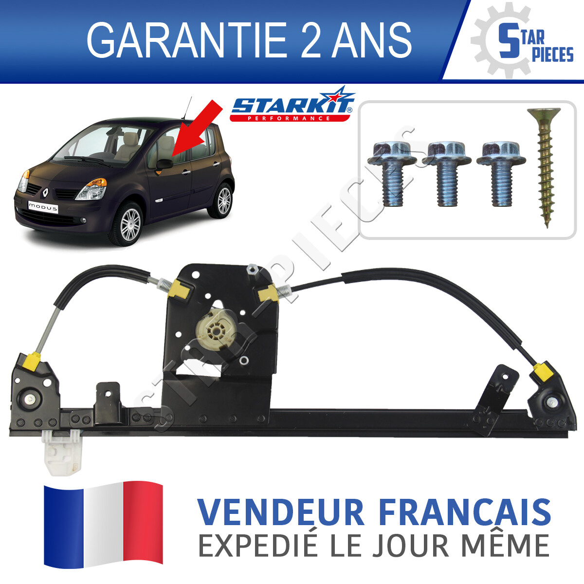 Lève-vitre avant gauche conducteur fluide pour Renault Modus 2004-2012