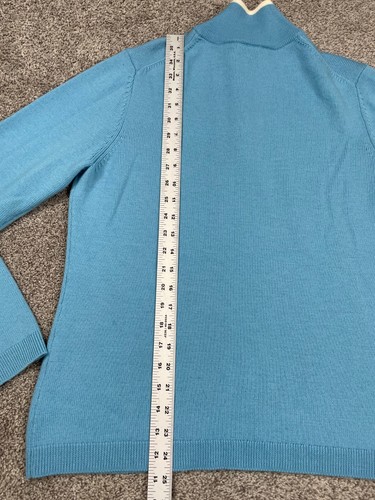 Brooks Brothers Sweater Womens XL 346 1/4 Zip 100% Merino Wool Blue Preppy Top - Picture 7 of 7