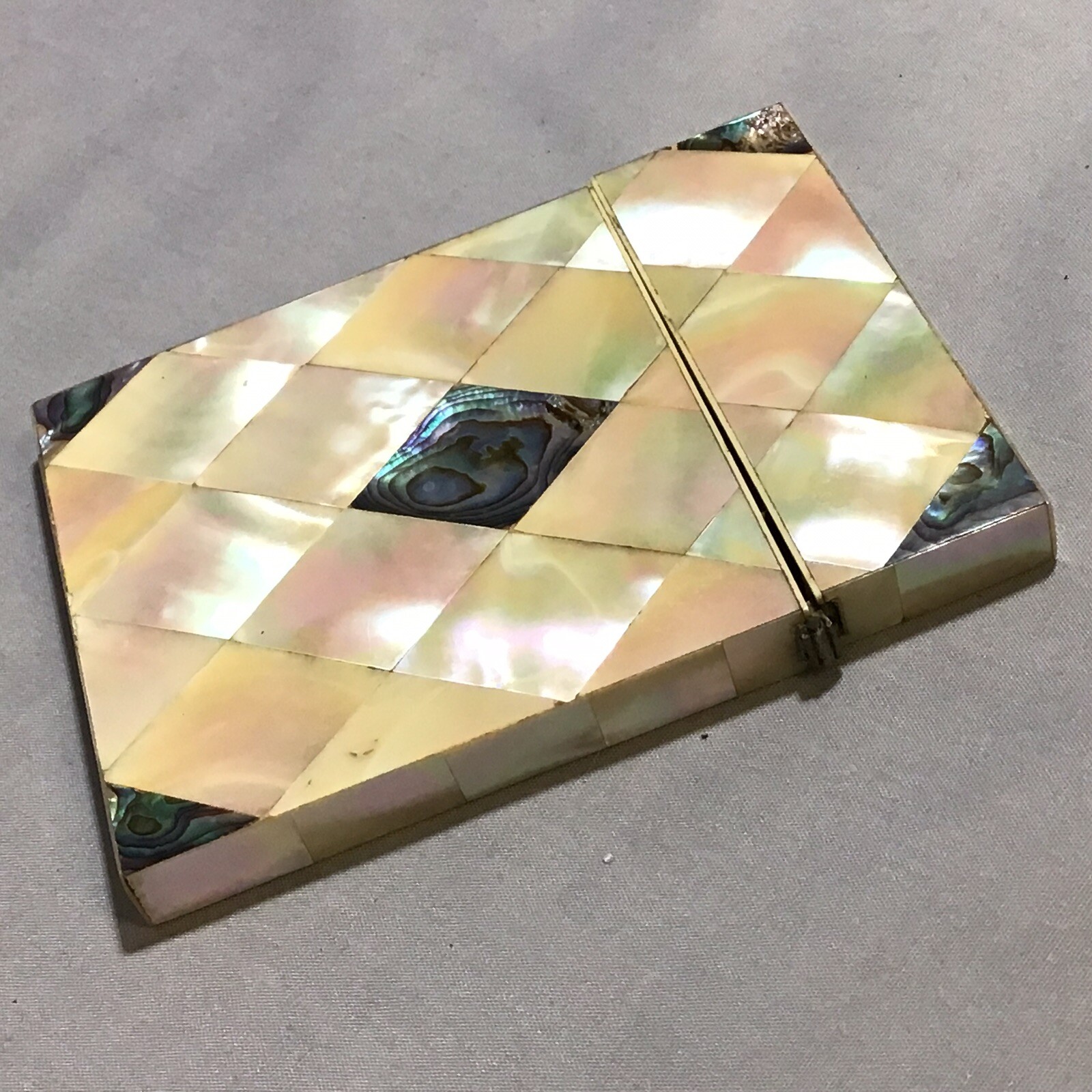 Antique Victorian Calling Card Case, Mother Of Pearl Diamond Cut Design, C1880 - Picture 6 of 12