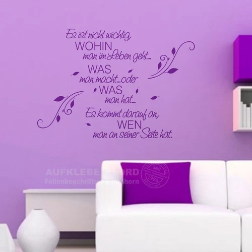 Wandtattoo WOHIN man im Leben.. 70cm A10 Blumenranke Wandaufkleber Sprüche Zitat - Bild 5 von 8