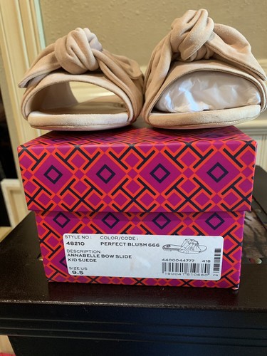 NWT TORY BURCH ANNABELLE BOW SLIDE SANDAL BLUSH ANNABELLE Sz 9.5M - Picture 2 of 11