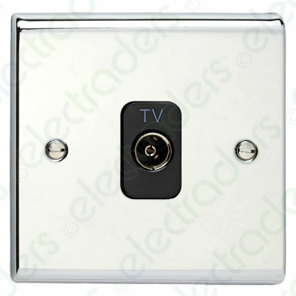 Deta SD1264CHB TV Aerial Co-Axial Isolated -1G (Polished Chrome / Black Inserts)