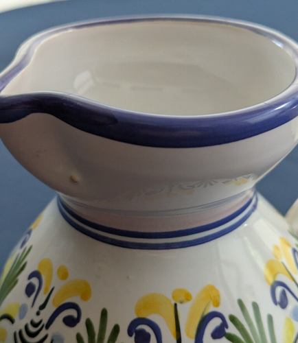 Spanish Artisanal Pottery Hand Made Painted Pitcher-Signed Espana-6" tall - Picture 7 of 10