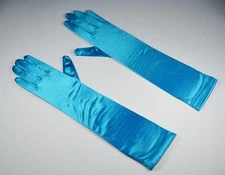 Bridal Prom Costume Adult Satin Gloves Turquoise Solid Elbow Length Party New