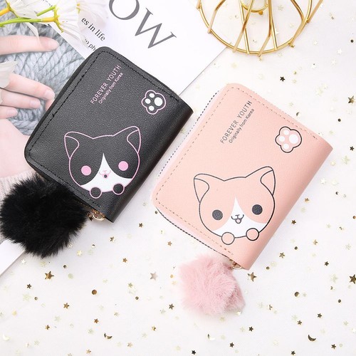 🔥Cute Kitten Wallet, Cartoon Cat, Mini Furballs, Credit Card Holder, Zipper