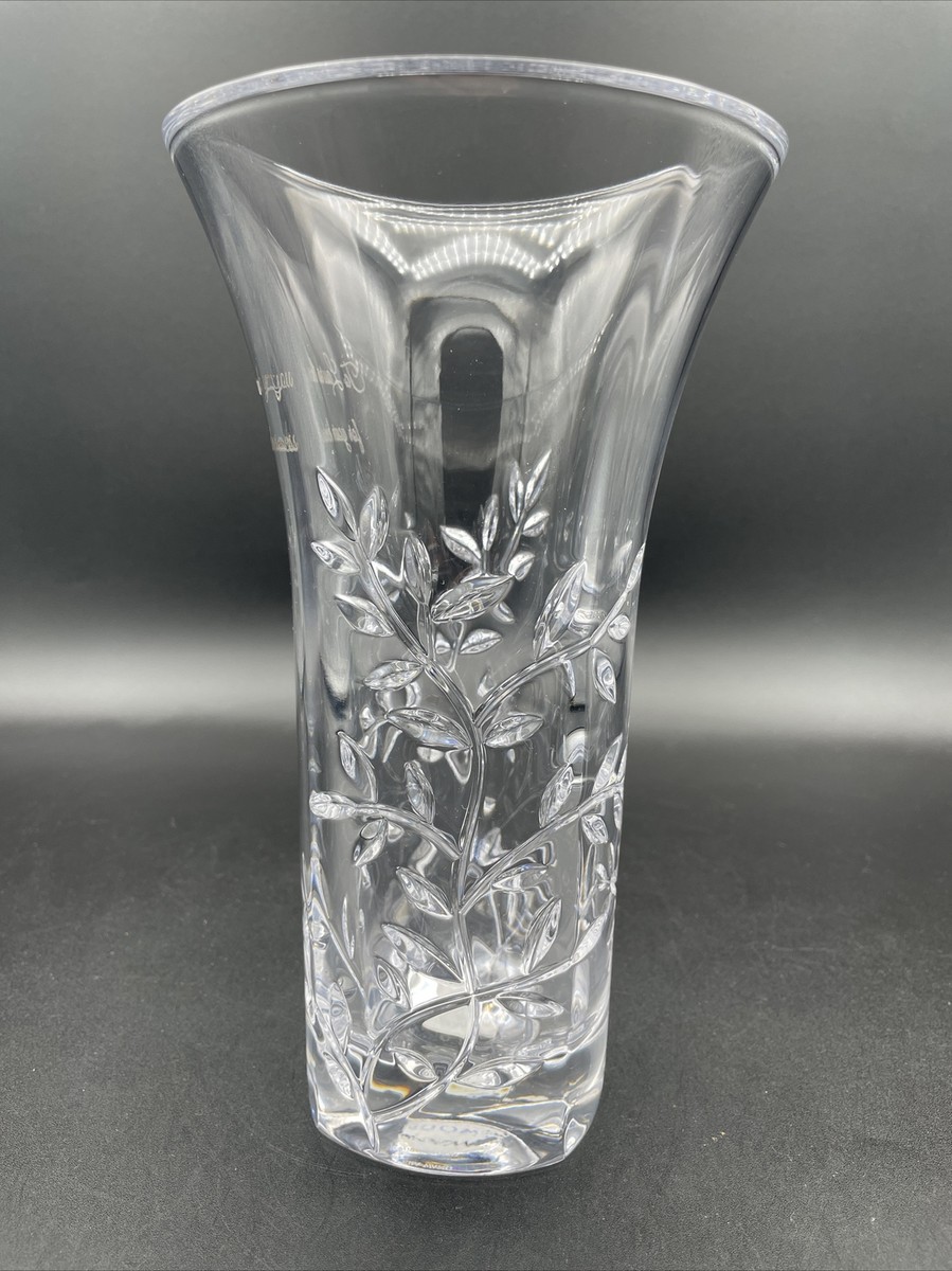 花瓶・フラワースタンド VERA WANG  PEPLUM VASE Classic Engraved Vera Wang Wedge wood Crystal Leaf Vase