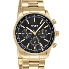 FOSSIL Sullivan Mens Gold Multifunction Watch, Black Dial, Stainless Steel Band