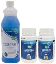 Whirlpool Spa Bath Care Starter Set Pure Spa 1 Lt Cleaner & 60 Sanitiser Tablets