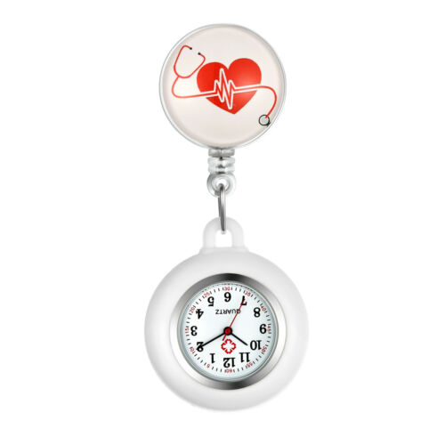 Stethoscope Nurse Watch Retractable Clip-on Lapel Hanging Quartz Pocket Watch - Picture 17 of 17