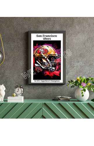 Impresión de póster de los San Francisco 49ers 11x17 5x arte de pared de campeones del Superbowl - Imagen 2 de 2