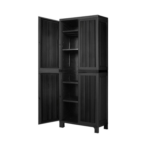 Livsip Outdoor Storage Cabinet Adjustable Lockable Tall Black - Picture 4 of 6