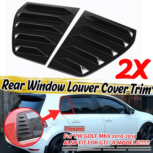 Glossy Black Side Rear Window Louver Cover Trim For Golf MK6 GTI R 2010-2014 - Picture 2 of 11