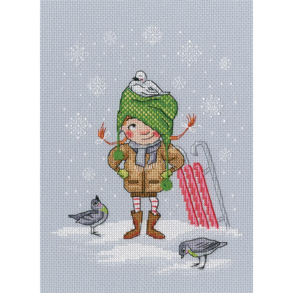 RTO counted Cross Stitch Kit ""Skating"" M653, 15x20 cm, DIY