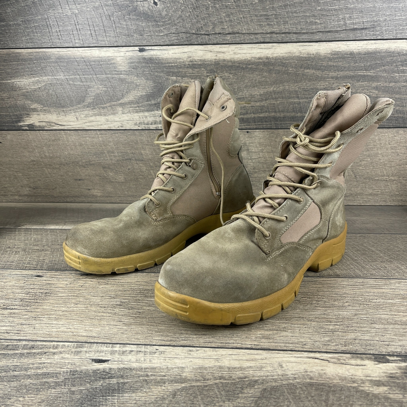 Tan Suede Military Army Work Boots Size 