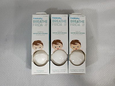 3x Fridababy Breathe Frida Soothing Fizzy Vapor Bath Bombs Eucalyptus & Lavender